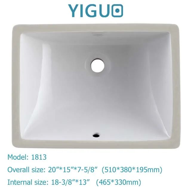 
White colour US design, without faucet feature and rectangle undermount installation type wash basin 2254(1812) 