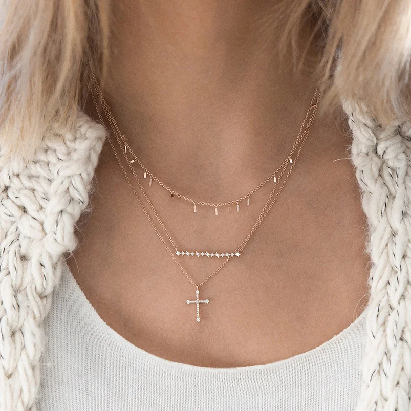  religious jewelry sterling silver diamond cross necklace 18k gold jewelry nickel free