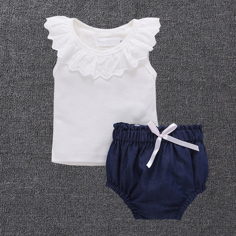 

Toddlers Clothing Children Girls Clothes Baby Girls Shorts Clothing Set Bebes Roupas, White