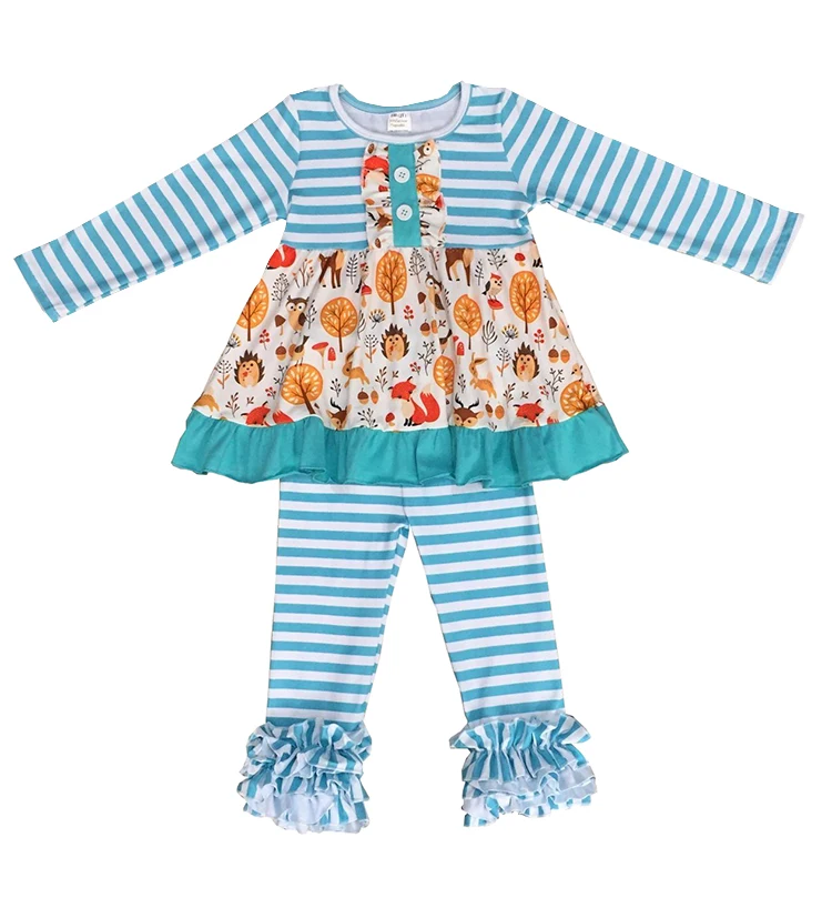 

Fall Girls Boutique Clothing Sets Animals Prints Boutique Girls Outfits Fall 2018, As pic