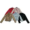 Women Leather Jackets with Zip Closure Bottom Belt Design Female Clothing for Daily Life