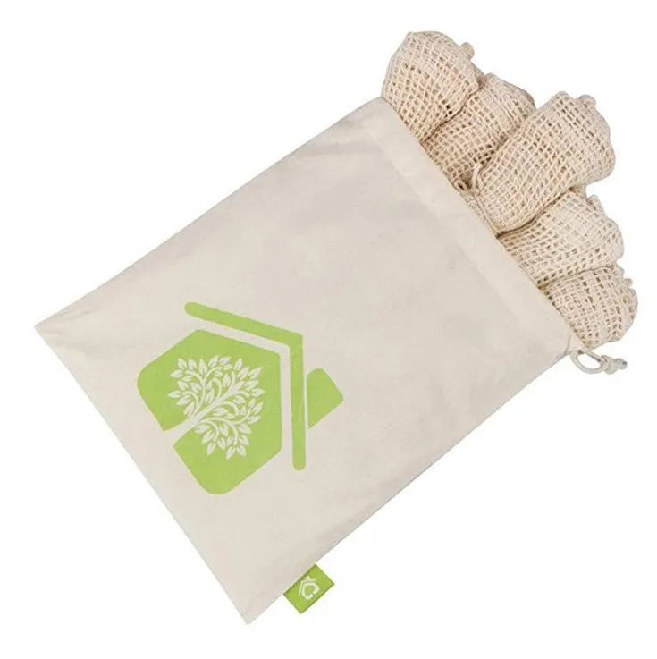 

Organic Cotton Mesh Zero Waste Biodegradable Grocery Bag Superior Quality, Natural cotton color