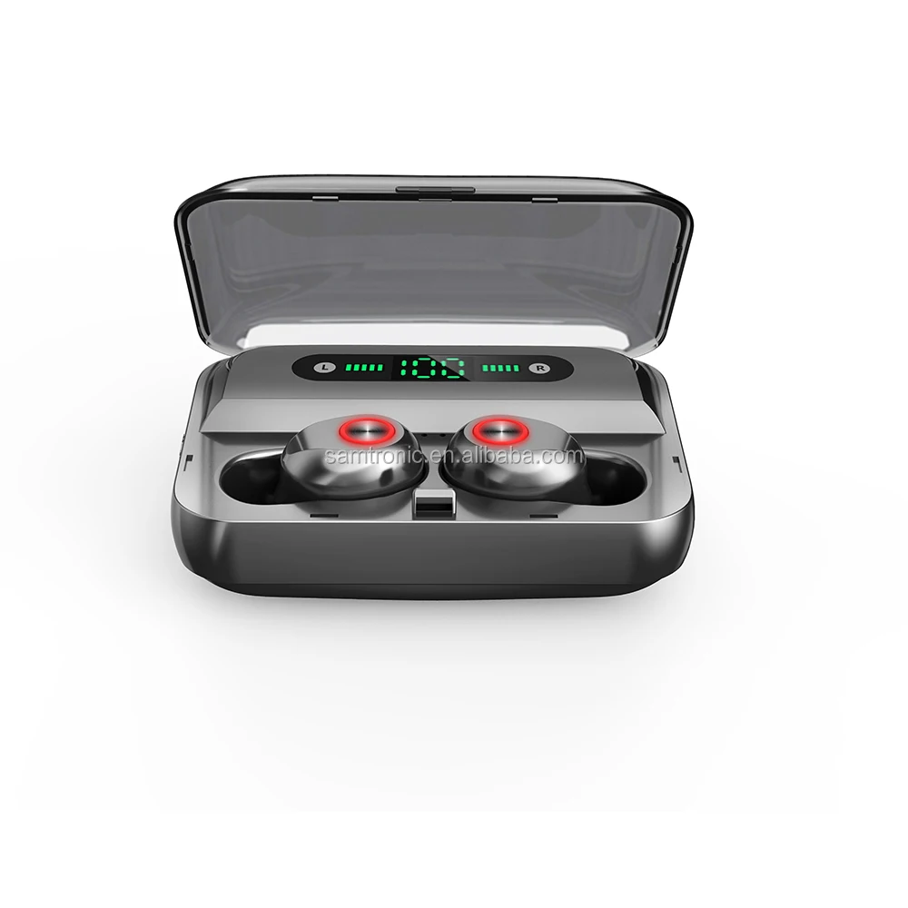 

Dual Ear Earbuds Wireless Headsets, Sports TWS Mini Bluetooth Earphone Headphone with Charging Box with LED Display SM-T10