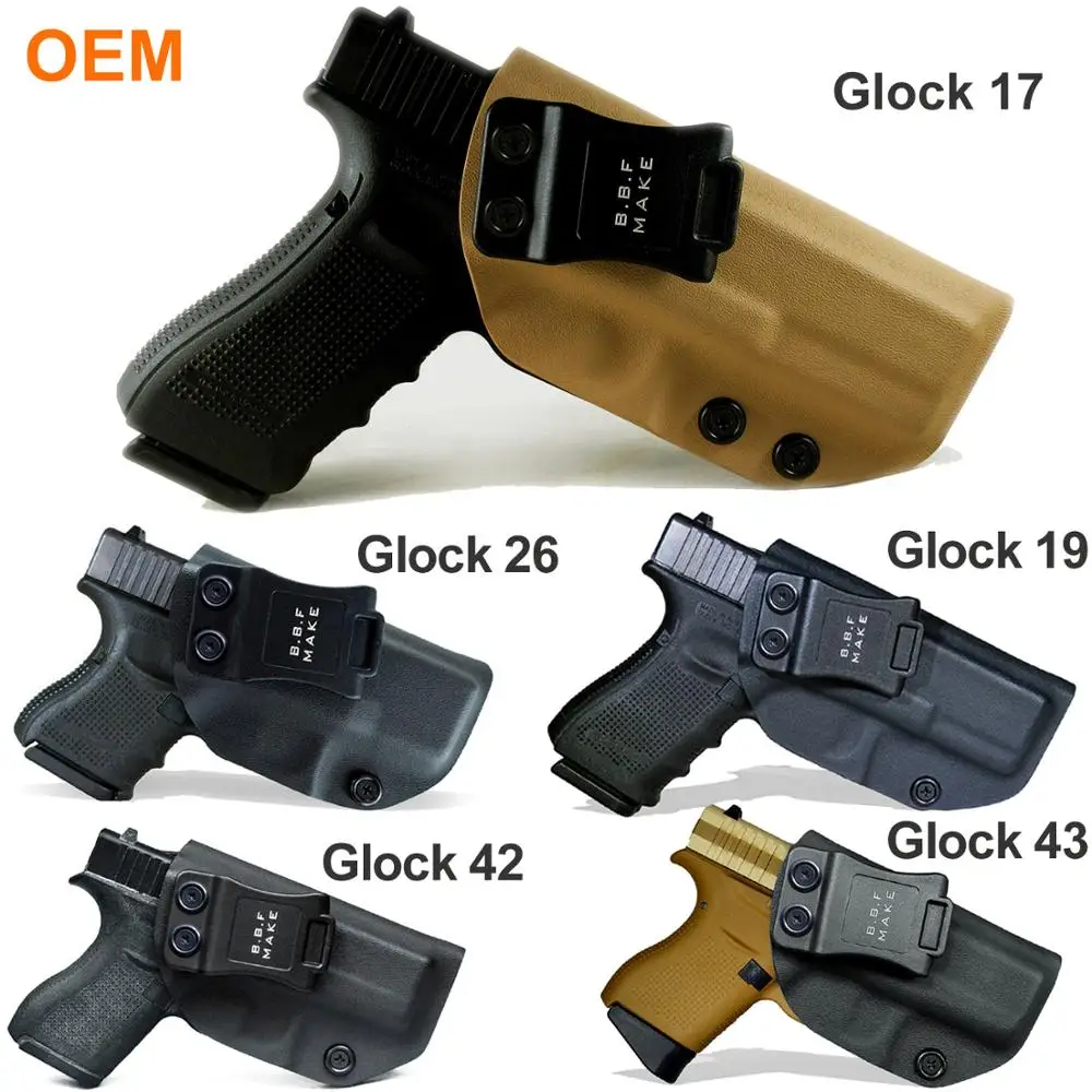 
ODM/Wholesale IWB KYDEX Holster Fit: Glock 19 17 25 26 27 28 43 23 3132 Gun Holster Inside Concealed Case Pistol Bag Accessories 