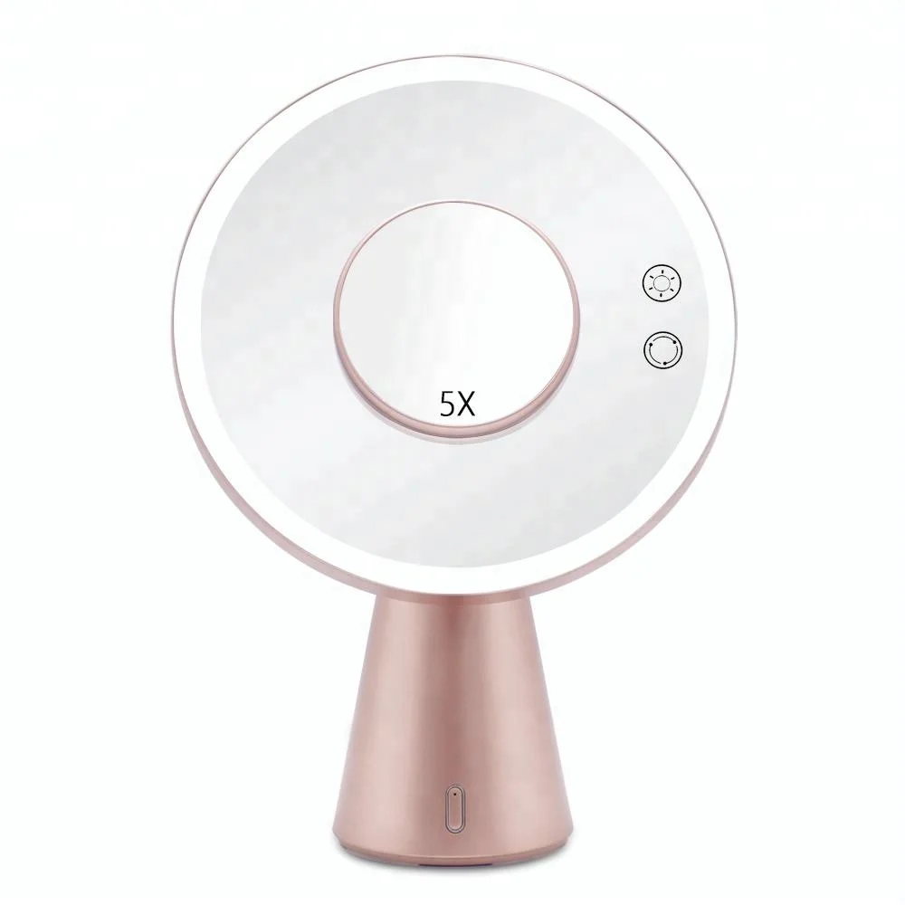 Table standing 3000mah rechargeable Li battery led bluetooth speaker makeup mirror