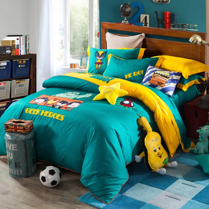 
100% cotton Embroidery Train Passed in Cartoon Style child and kids bedding, duvet cover, comforter,quilt 