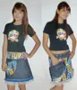 Women's reversible denim patch pocket wrap skirts