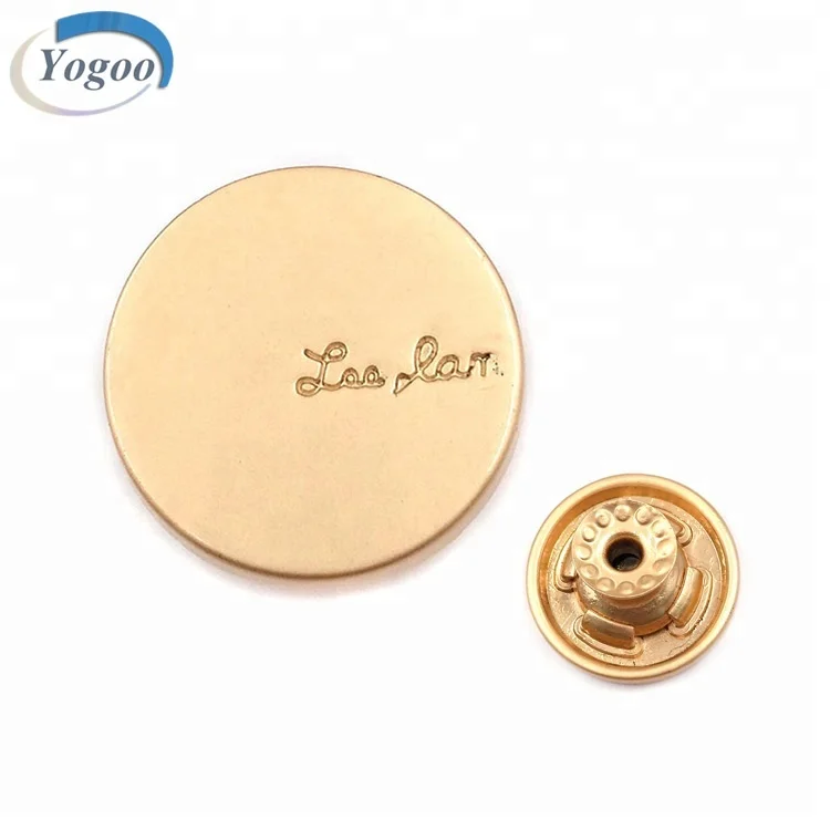 

Matt Gold Engraving Logo Round Buttons Custom Metal Alloy Shank Jeans Button, Matt gold or custom