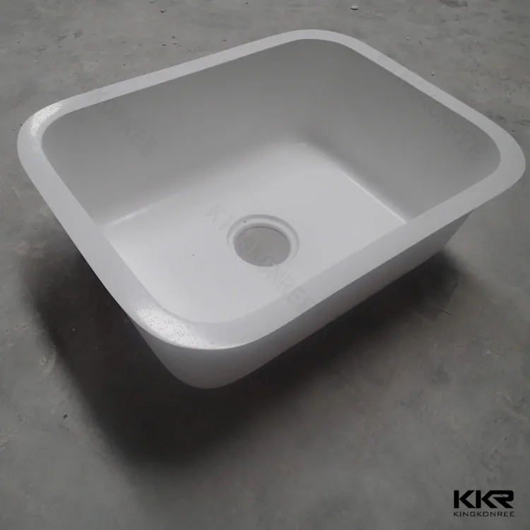 Pure white acrylic solid surface resin stone sink for kitchen