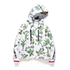 custom logo cheap clothing manufacturers polyester zip up hooded hip hop leaf wind breaker jacket