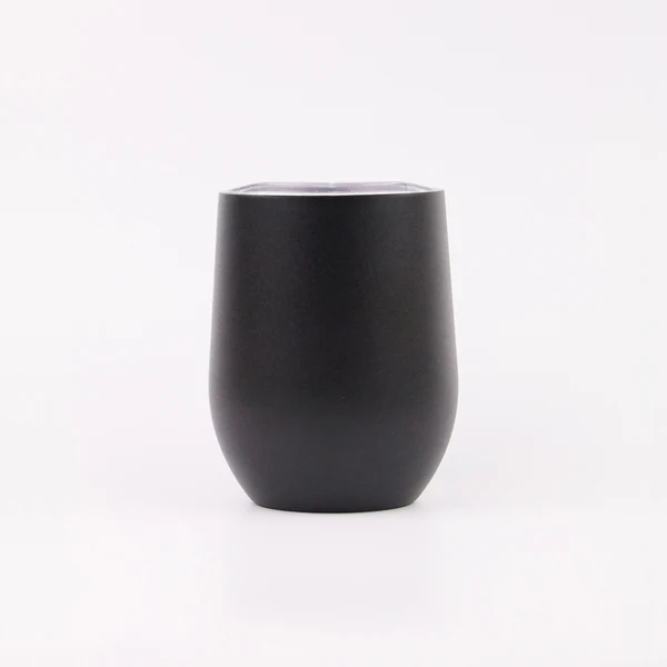 

12 oz color painting double wall stainless steel egg shspe stemless mugs with lid
