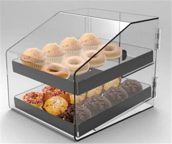 Factory Custom Acrylic Bakery Pastry Display Case Acrylic Fresh Bread Display Stand Dessert