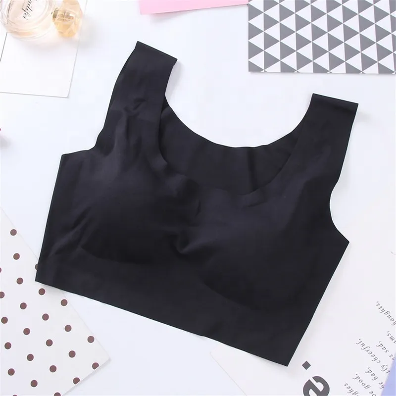 2019New Design Wholesale Comfortable Daily Seamless Common Sports Yoga Bra Plain Wirefree Ice Silk  Sleep Bra for Woman