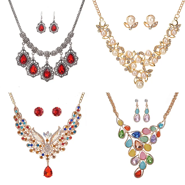 Cheap Wholesale Large Red Costume Jewelry Necklaces And Earring Sets For Wedding Jewelry Buy