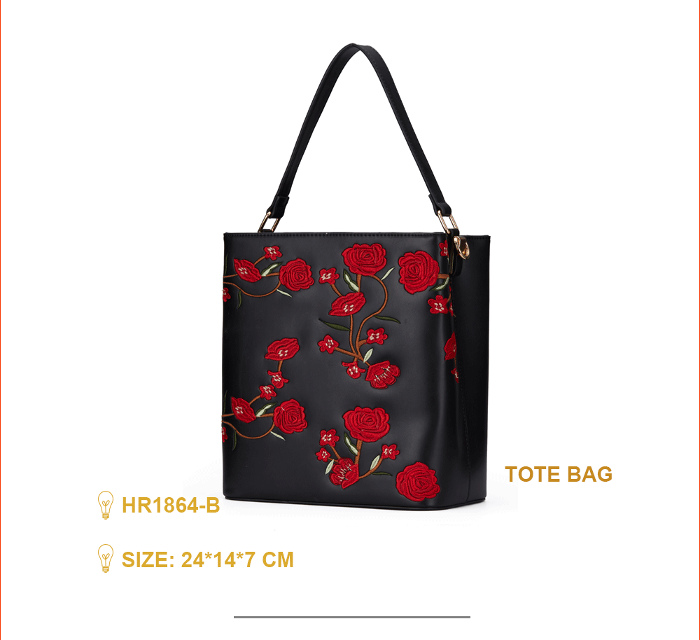 black pu leather handbags with embroidered flower.gif