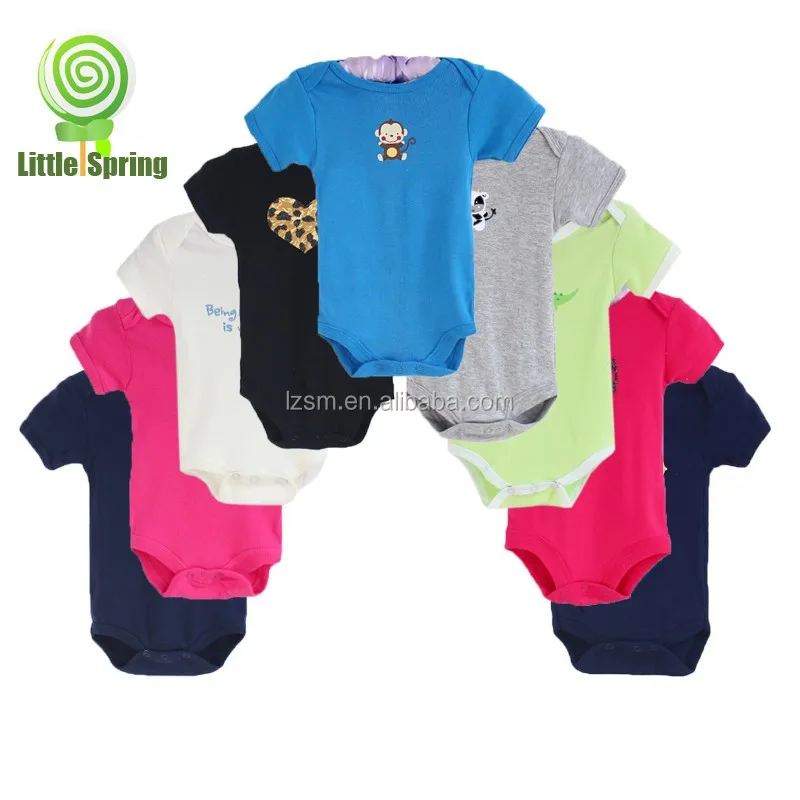 

FREE SHIPPING IN STOCK Wholesale High Quality summer short sleeve Cotton Printing Baby Romper, Random