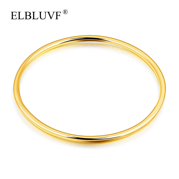 

ELBLUVF Free Shipping Copper Alloy Simple Scrub Smooth Round Bracelet Jewelry For Girls/Ladies/Women, Gold