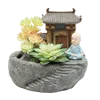Roogo home hot selling resin fair lovely zen garden mini pot with monk statue bonsai resin garden flower pot online shop China