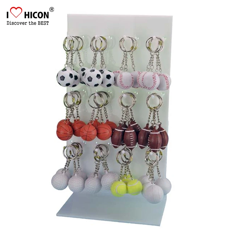 Simple 3tier 12 Hooks Metal Wire Keychain Key Ring Display Stand,Countertop Keyholder Display