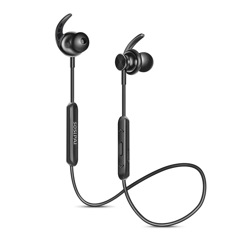 

SOSLPAI new design wireless earphone version 4.1 ultra thin black wireless magnetic sport earphone