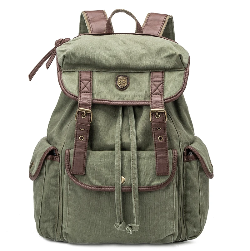 

Big capacity Camel Fashion outdoor hiking travel Rucksack Vintage cotton Army Canvas Backpack