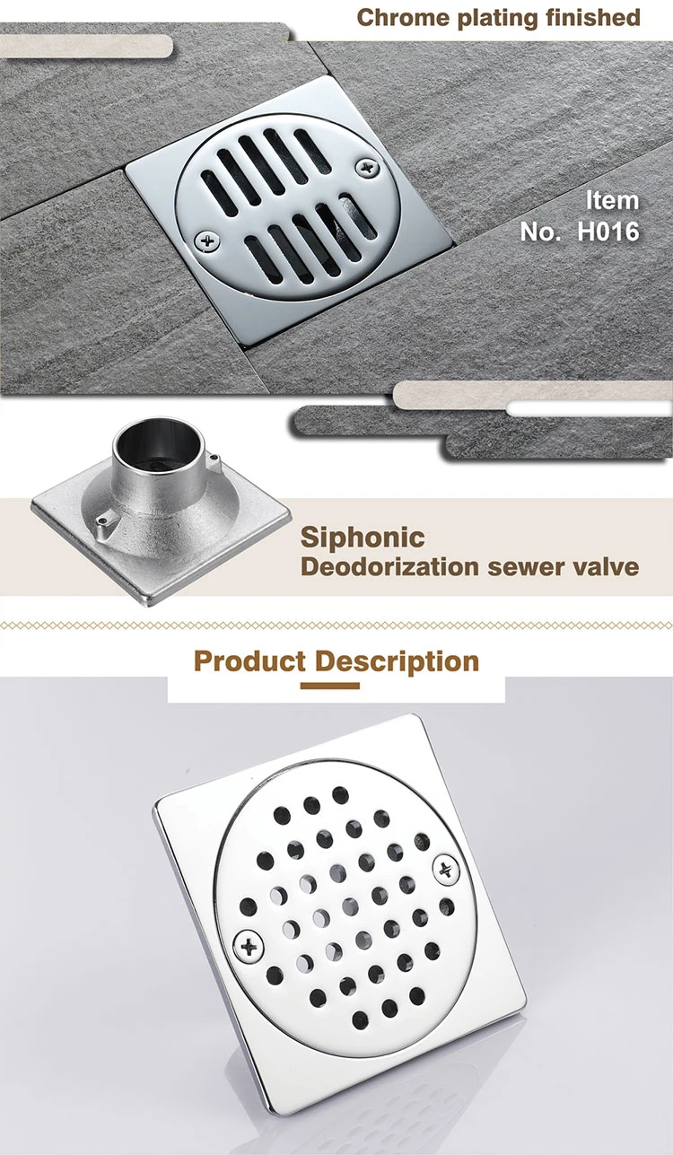 Bathroom accessories brass chrome-plated inline floor drain Size 90 * 90 mm