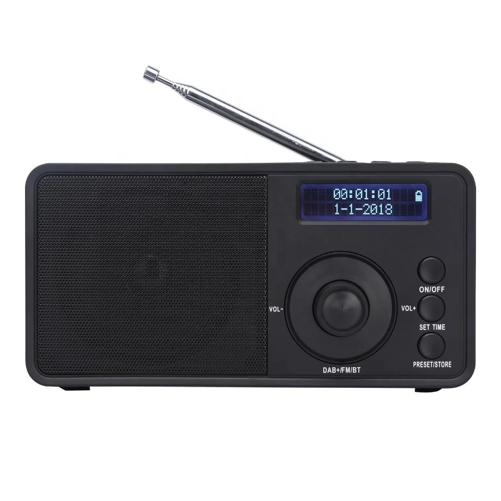 

Portable DAB radio Blue tooth Speaker Retro Stereo Wireless Speakers, FM Radio Digital Alarm Clock with AUX-in USB Charging, Black/brown