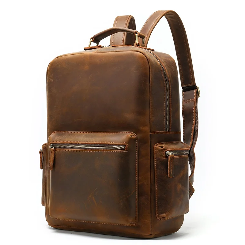 

Multifunction Online Sale Genuine Crazy Leather Custom Travelling Mens Backpack Laptop, Brown