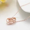 Moderate S925 Sterling Silver Fashion Letter Love Korean Double Circle Necklace