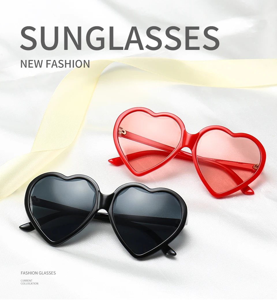 Women Lovely Heart Sunglasses Cat Eye Retro Gift Heart Shape Sun Glasses UV400