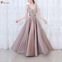 

2019 latest design ready-made fashion sexy deep v-neck sleeveless backless hand-made bling bling ladies elegant evening dresses