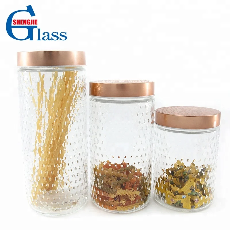 

Exquisite Manufacture Glass Jar Bottles for Storage With Copper Tin Lid