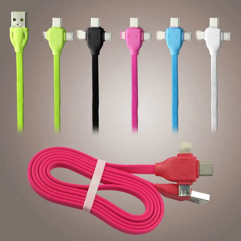 

Universal Multi USB charger 3 in1 USB TPE/Nylon Braided USB Cable, Silver/green/blue/black/hot pink/purple/red