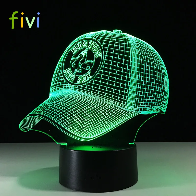 LED 3D NFL Boston RED SOX Football Helmet Night Light Touch 7 Colors Desk Lamp Changing USB Table lamps For Children Gifts Toys