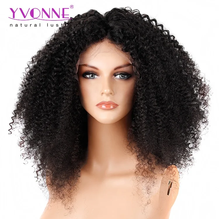 

Yvonne Best Quality 250% Density Virgin Unprocessed Human Hair Malaysian Curly Lace Front Wig