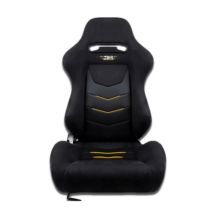 1 Pair Adjustable Sport Style Car Seat Black Suede Leather Racing Seat
