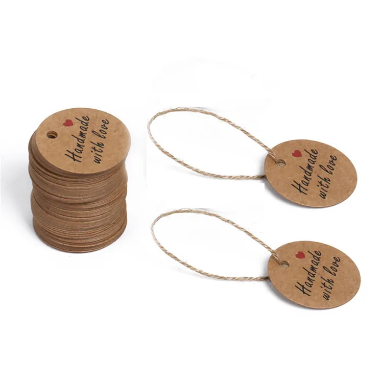 

HANDMADE with Love Nature Gift Kraft Paper Tags with Eyelet, Brown kraft color