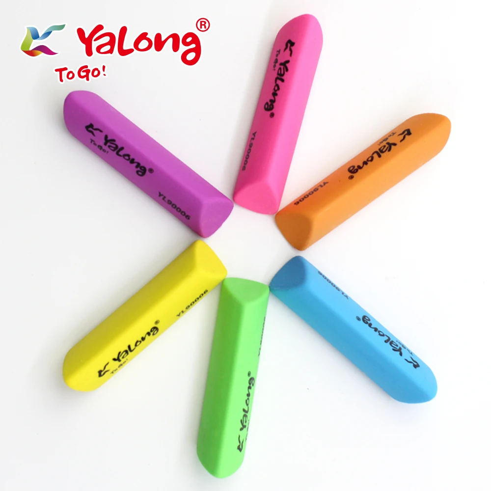 
yl90006 school stationery cute colorful top quality triangle TPR eraser 