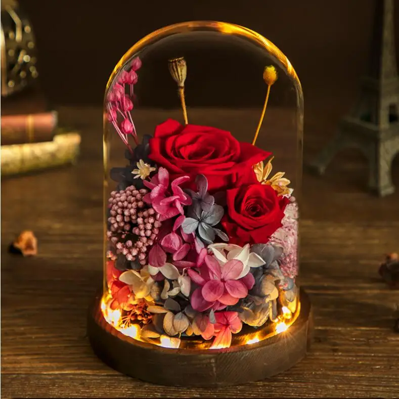 Red Eternal Rose Real Preserved Rose Flower Eternal Rose In Glass Dome Valentines Day T 5395