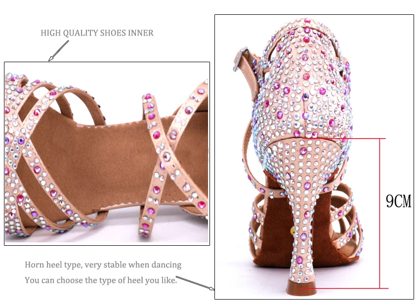 Women Fashion Shoes Salsa Dance Party  Women Latin Dance Shoes Big Small Rhinestone Brilliant Shoes
