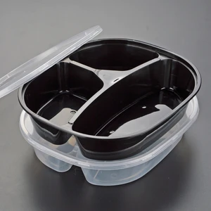 Image of Plastic pp 3 compartment disposable food containers