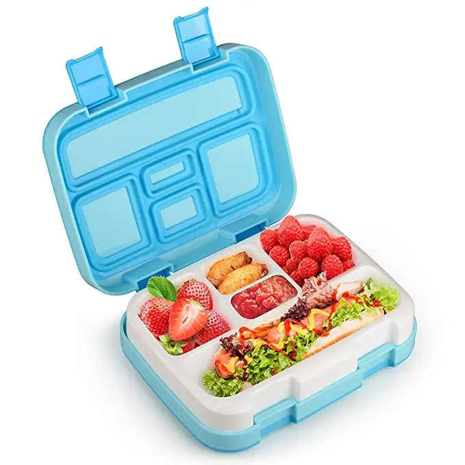 

Lunch Box for Kids Bento Box Container Children with Spoon Super Leakproof 5-Compartment Durable BPA-Free Microwave Safe, Any color is available