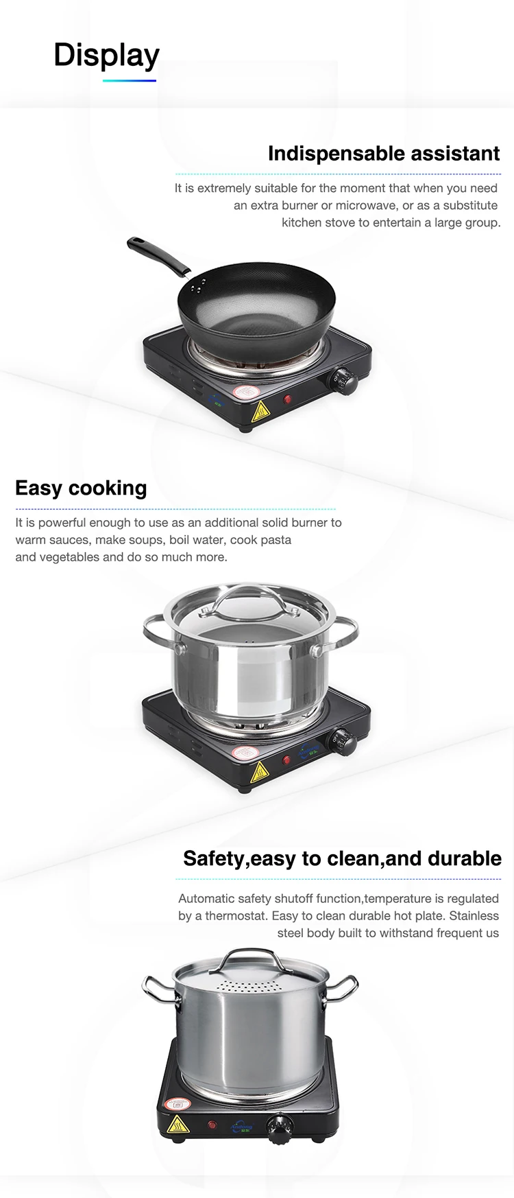 1000w Portable Single Electric Hot Plate Hob Kitchen Cooker Table Top