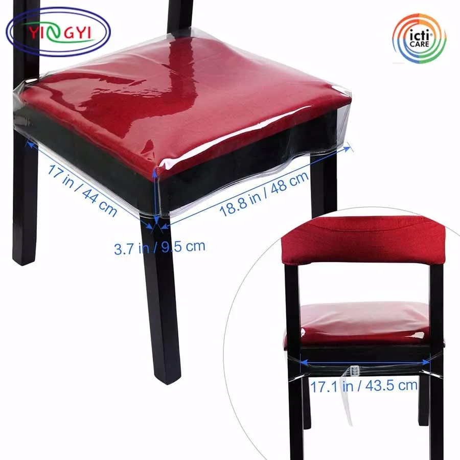 Wener Plastic Chair Seat Covers,Dining Room Chair Covers,Clear PVC Waterproof 4 