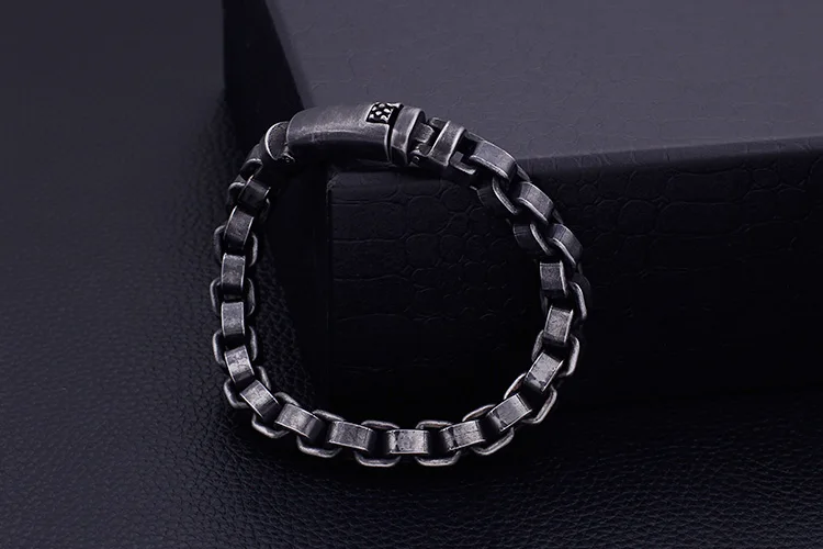 KALEN 316 Stainless Steel 22CM Brushed Box Link Chain Bracelets For Men