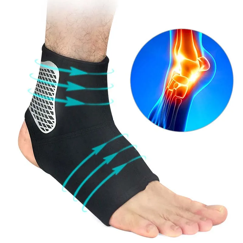 

Neoprene Fitness Ankle Brace Compression Support Sleeve for Injury Recovery and any Activity, Black/fluorescent green/blue/rose red