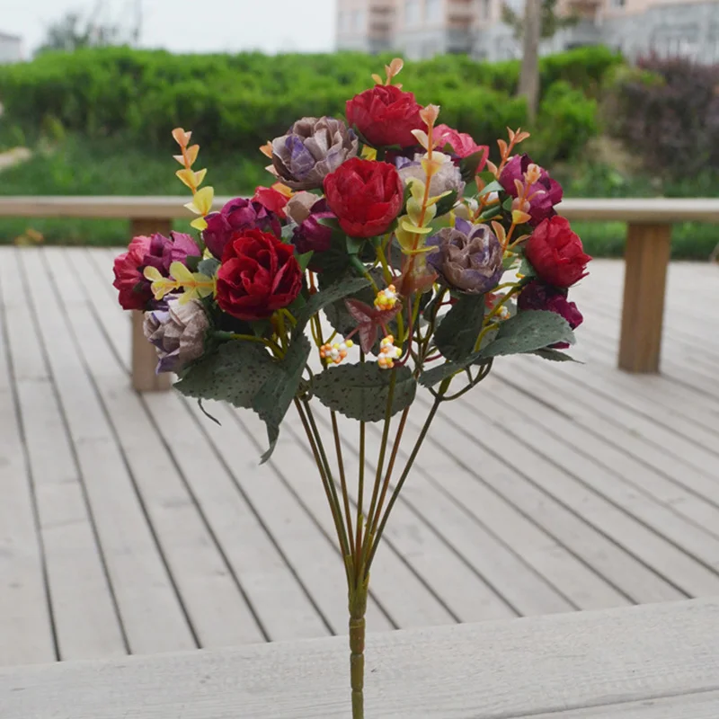 21 Head Of Artificial Plastic Silk Roses Wedding Party Home Christmas Decoration 