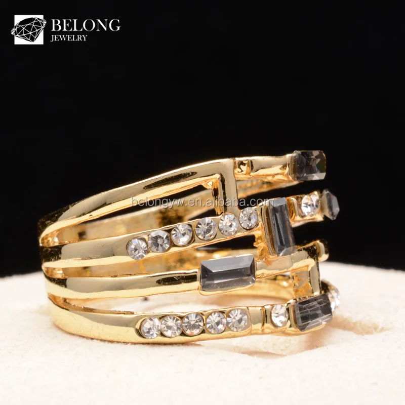

BLDR0141 premier jewelry wholesale multi lines gemstone elegant gold ring
