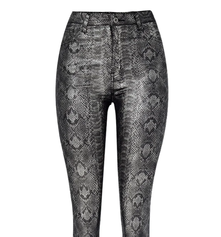 

X87993B woman clothing black snake lady sexy skinny pu leather pants, As pictures