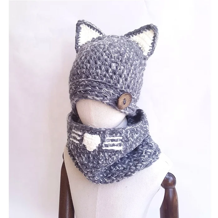 

Wholesale Fashionable Cute Kids Knitted Cap Scarf Set, 4 colors